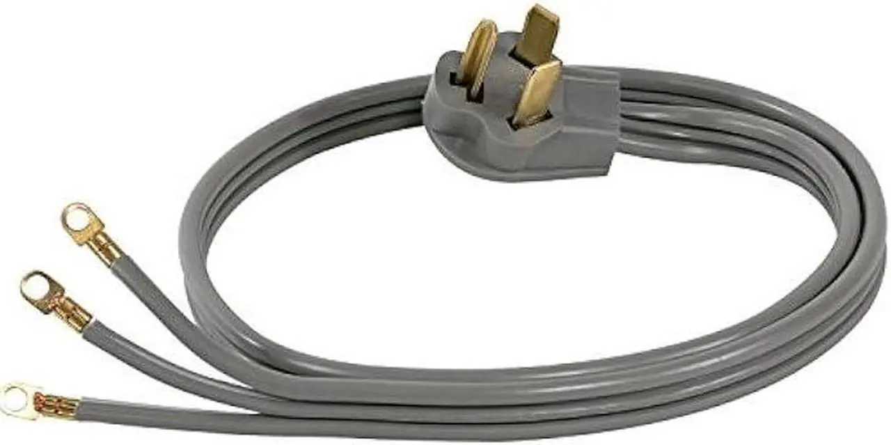 Alt view image 3 of 7 - Certified Appliance Accessories 30-Amp Appliance Power Cord, 3 Prong Dryer Cord, 3 Wires with Eyelet Connectors, 5 Feet, Copper Wire, Gray (90-1022)