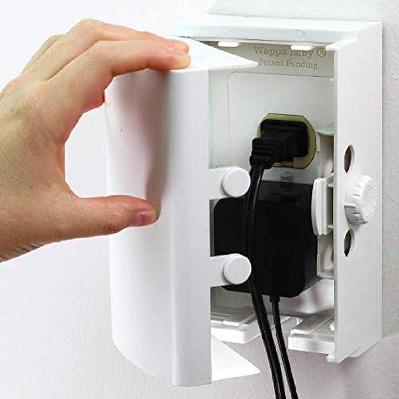 Main image of Baby Safety Outlet Cover BOX [Patent Pending] Double Lock for Much Better Toddler Proofing, Easier Operation, Simple 3 Step Install with Included Screws. Provides Extra Space Inside for Plugs,Adapters