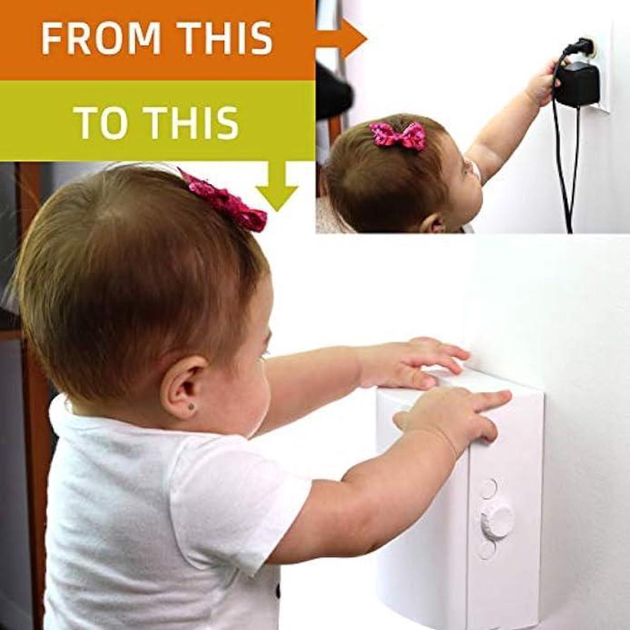 Alt view image 2 of 6 - Baby Safety Outlet Cover BOX [Patent Pending] Double Lock for Much Better Toddler Proofing, Easier Operation, Simple 3 Step Install with Included Screws. Provides Extra Space Inside for Plugs,Adapters