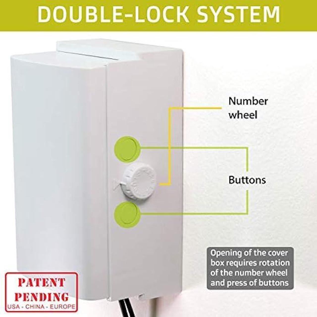 Alt view image 5 of 6 - Baby Safety Outlet Cover BOX [Patent Pending] Double Lock for Much Better Toddler Proofing, Easier Operation, Simple 3 Step Install with Included Screws. Provides Extra Space Inside for Plugs,Adapters
