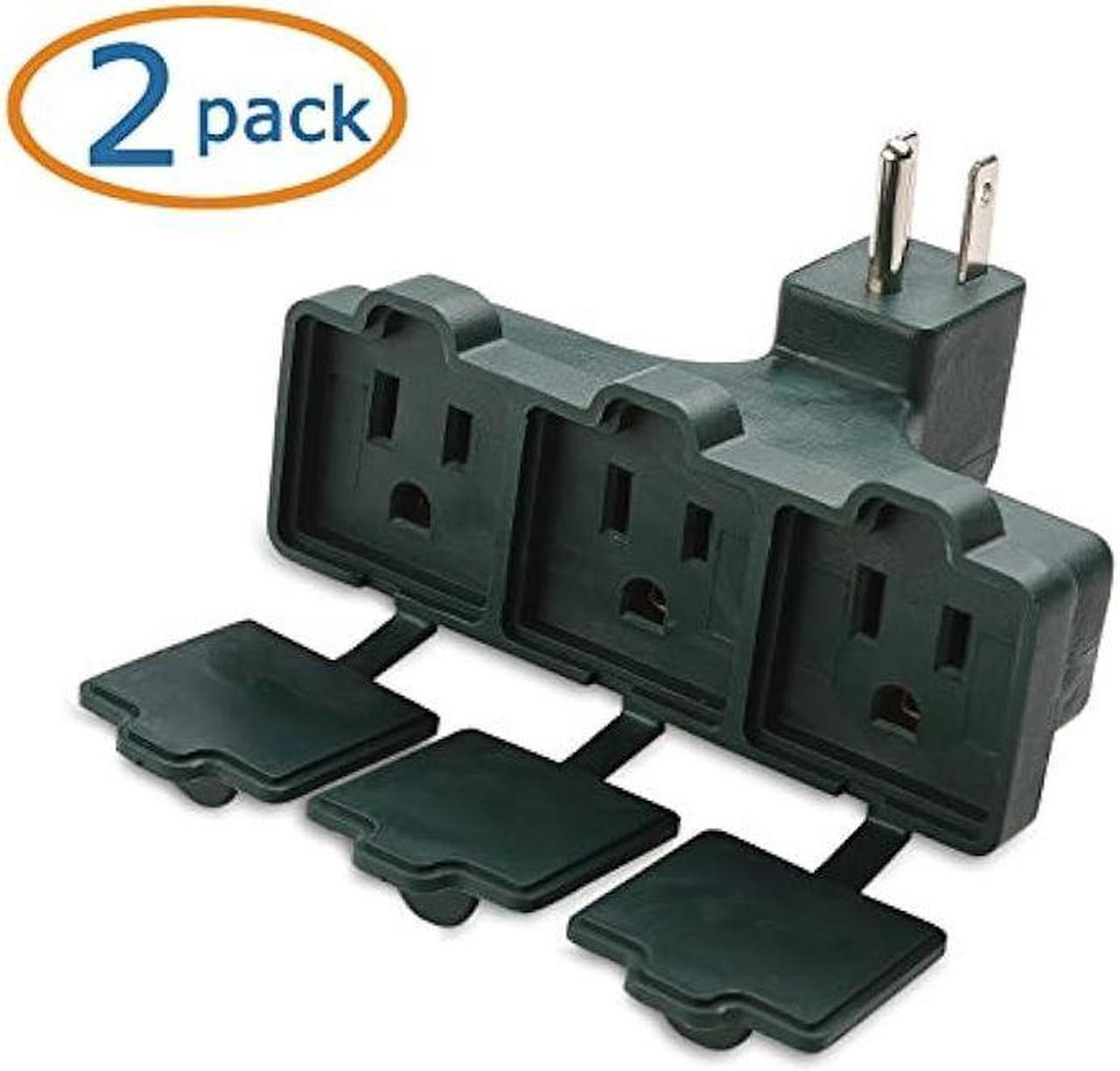 Alt view image 2 of 6 - Cable Matters 2-Pack 3-Outlet Outdoor Outlet Splitter, UL listed Weather Resistant Outdoor Multi Plug Outlet/Plug Splitter with Covers