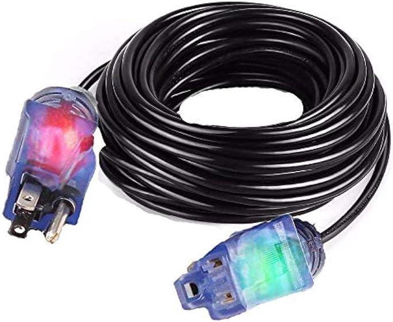 Alt view image 5 of 7 - Contractor Grade 100 ft 10 Gauge Power Extension Cord 10/3 Plug , Black 10 Gauge Extension Cord 10 3 100 Foot Extension Cord with Lighted Ends (100 ft 10 Gauge, Black)