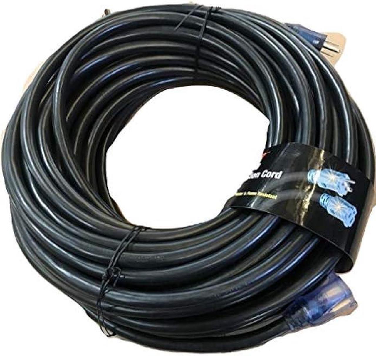 Alt view image 6 of 7 - Contractor Grade 100 ft 10 Gauge Power Extension Cord 10/3 Plug , Black 10 Gauge Extension Cord 10 3 100 Foot Extension Cord with Lighted Ends (100 ft 10 Gauge, Black)