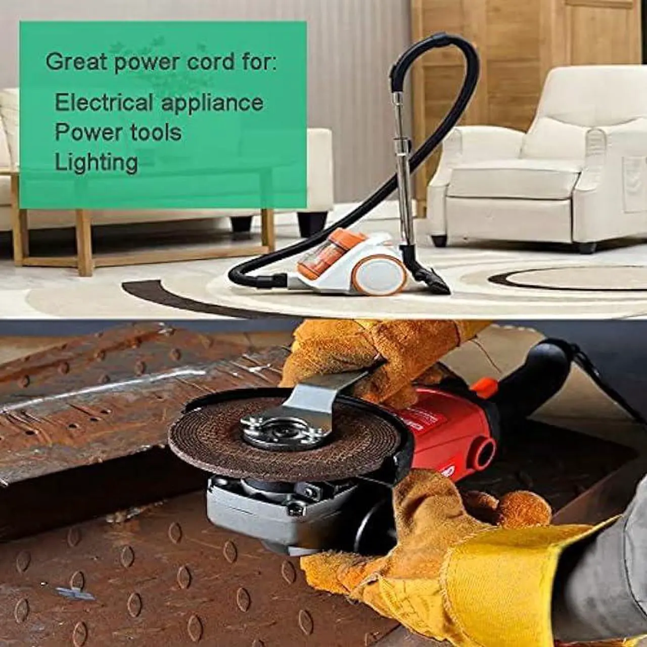 Alt view image 6 of 6 - 16AWG Power Cord Replacement 2 Prong Pigtail 2 Wire 16 Gauge Polarized Plug Extension Cord 13A 125V 1625W AC Power Supply Cords SJT 6FT Open End Repaire Cord Black for Saw Power Drill Angle Grinder