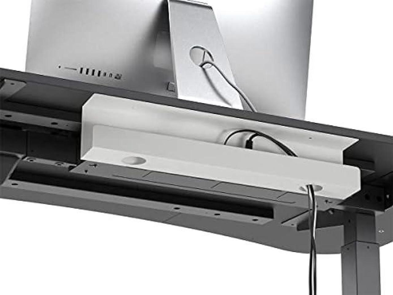 Alt view image 6 of 6 - Monoprice Under Desk Cable Tray - Steel with Power Supply and Wire Management - Workstream Collection White