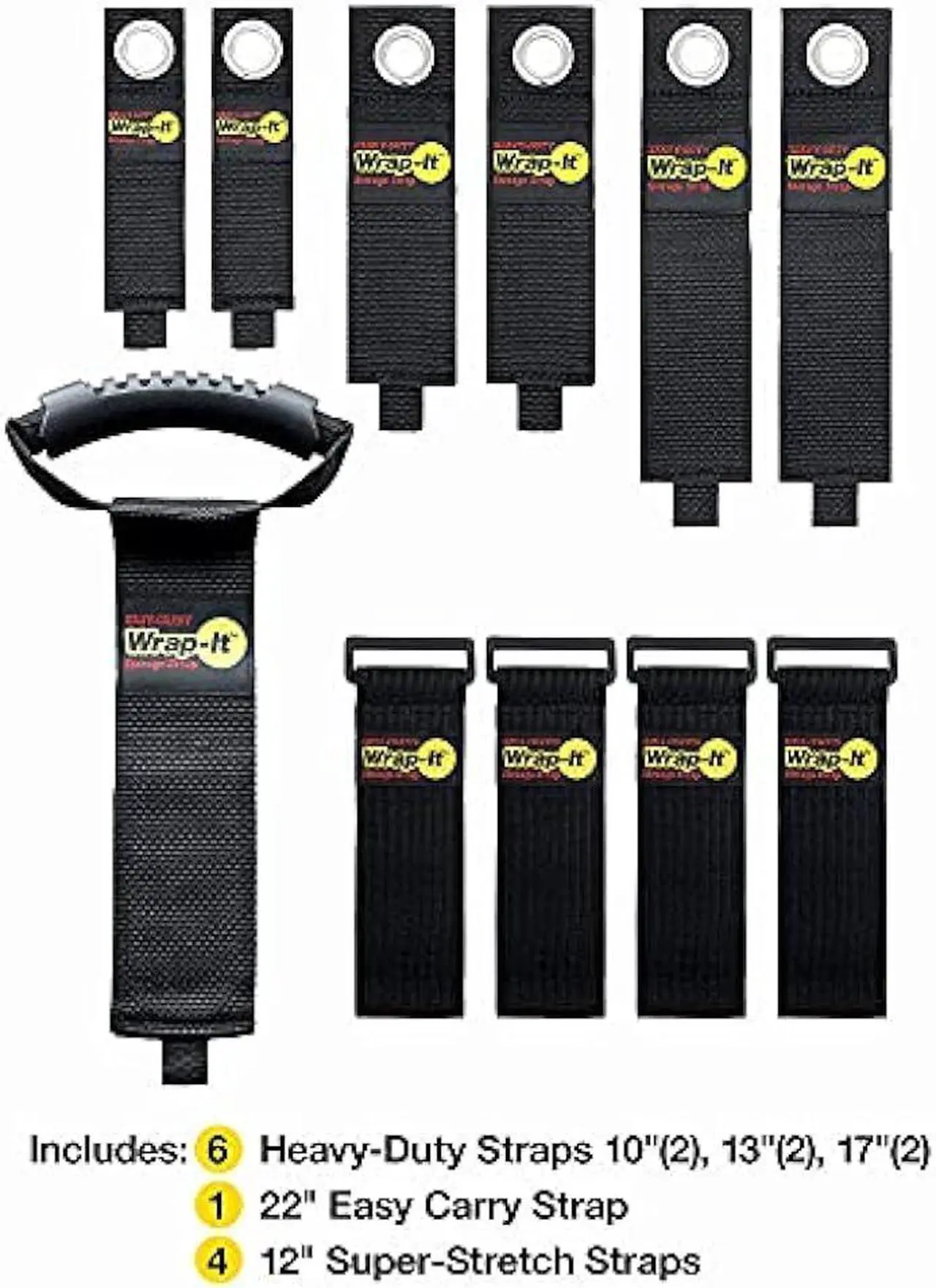 Alt view image 3 of 6 - Wrap-It Storage Garage Organization Value Pack - (6) Heavy-Duty, (1) Easy-Carry, (4) Super-Stretch Storage Straps, Garage Storage Organizer for Extension Cords, Air Hose, Rope, Cables, Tools, More