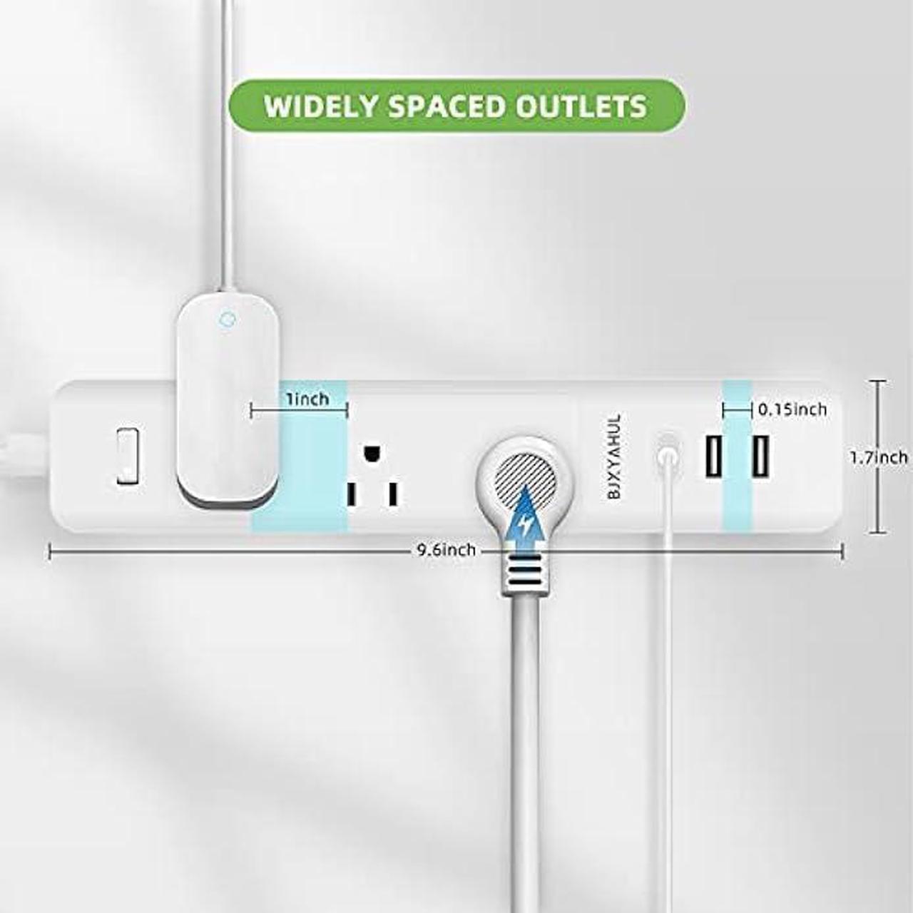 Alt view image 5 of 6 - 2 Prong to 3 Prong Power Strip, Two Prong Surge Protector with 6FT Long Cord, 3 AC Outlets 2 Prong to 3 Prong Extension Cord with 3 USB Ports(5V 3.1A) for Non-Grounded Outlets for Home/Office, White