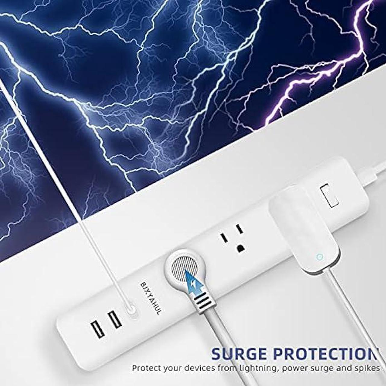 Alt view image 6 of 6 - 2 Prong to 3 Prong Power Strip, Two Prong Surge Protector with 6FT Long Cord, 3 AC Outlets 2 Prong to 3 Prong Extension Cord with 3 USB Ports(5V 3.1A) for Non-Grounded Outlets for Home/Office, White
