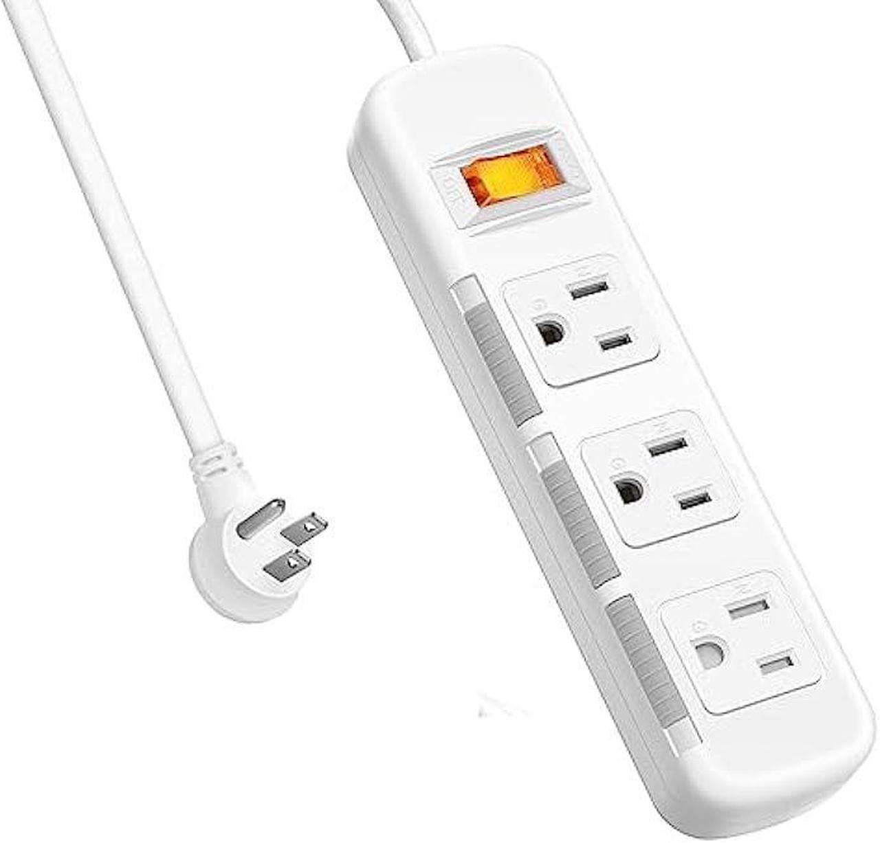 Main image of 3 Outlets Power Strip Surge Protector Flat Plug, Extension Cord 10 ft 3 Prong, 300J, 10A/1250W, Overload Protection Switch, Plug Strip for Home Office, Child Safety Slide Outlet Covers, SGS Approved