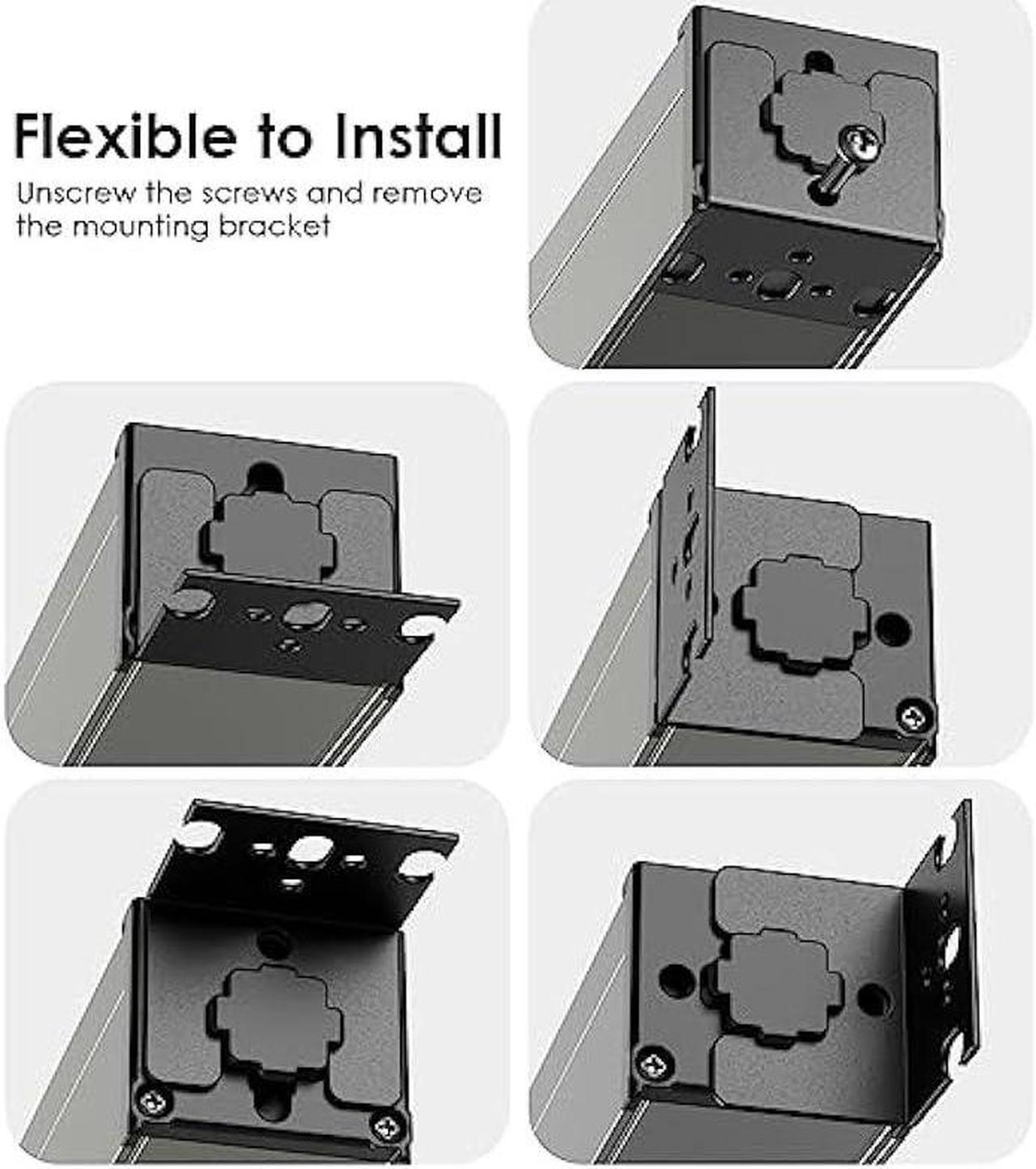 Alt view image 3 of 7 - JUNNUJ Heavy Duty Power Strip Rotating Mount, Metal 8 Outlet Mountable Surge Protector Swivel, Industrial Power Strip 15A Gaming Desk Outlets with Switch, Garage Multi Outlet Workshop, 1200J, 6FT