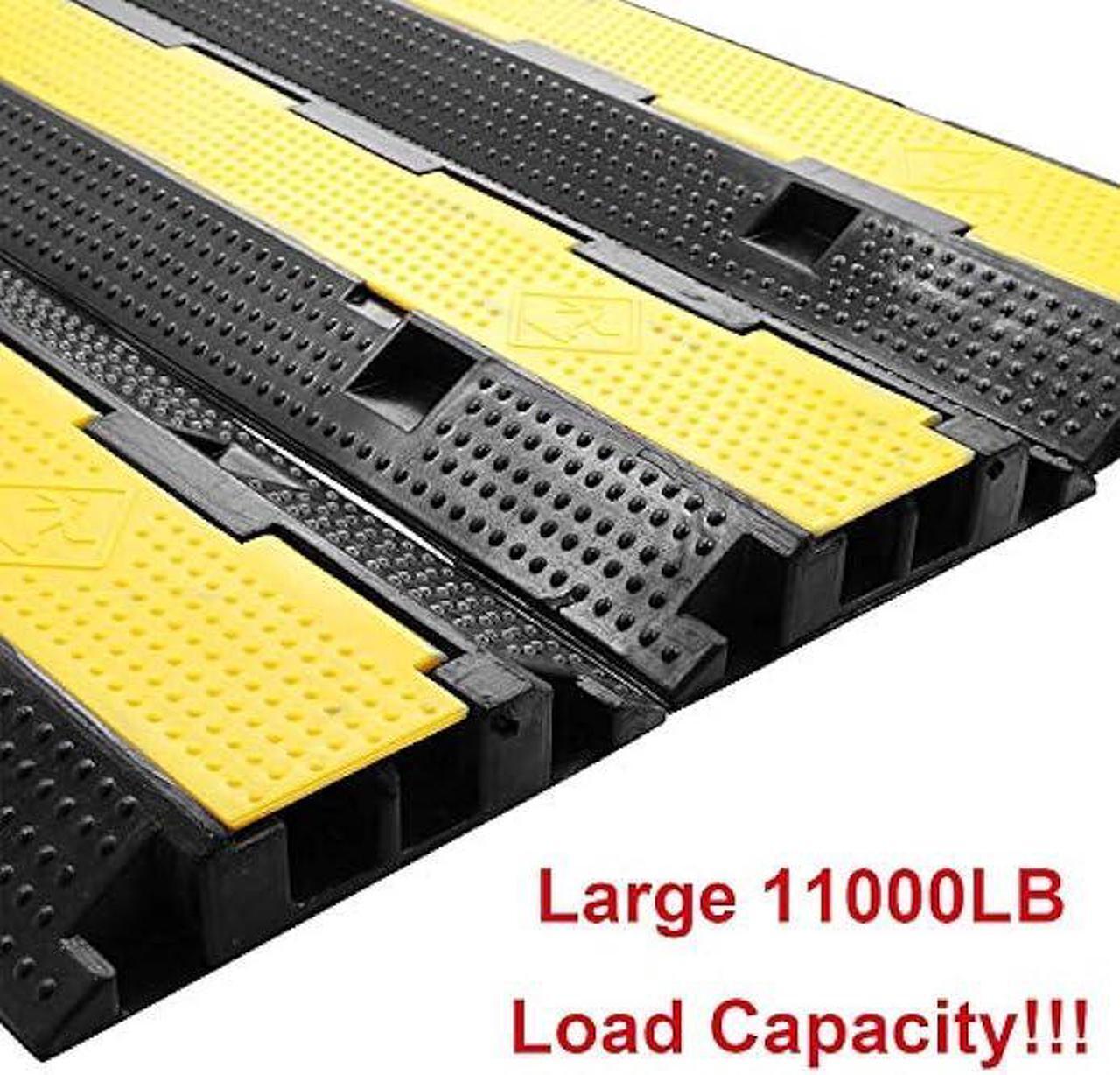 Alt view image 6 of 7 - Reliancer 3 Pack Dual Channel Rubber Cable Protector Ramp 2 Channel Traffic Speed Bump 11000lbs Capacity Heavy Duty Driveway Hose Cover Ramp Cord Track Protector Wires Concealer w/Flip-Open Top Cover
