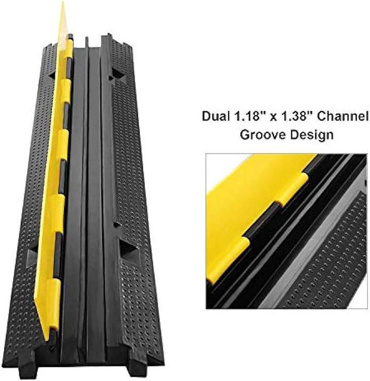 Alt view image 4 of 7 - Reliancer 3 Pack Dual Channel Rubber Cable Protector Ramp 2 Channel Traffic Speed Bump 11000lbs Capacity Heavy Duty Driveway Hose Cover Ramp Cord Track Protector Wires Concealer w/Flip-Open Top Cover
