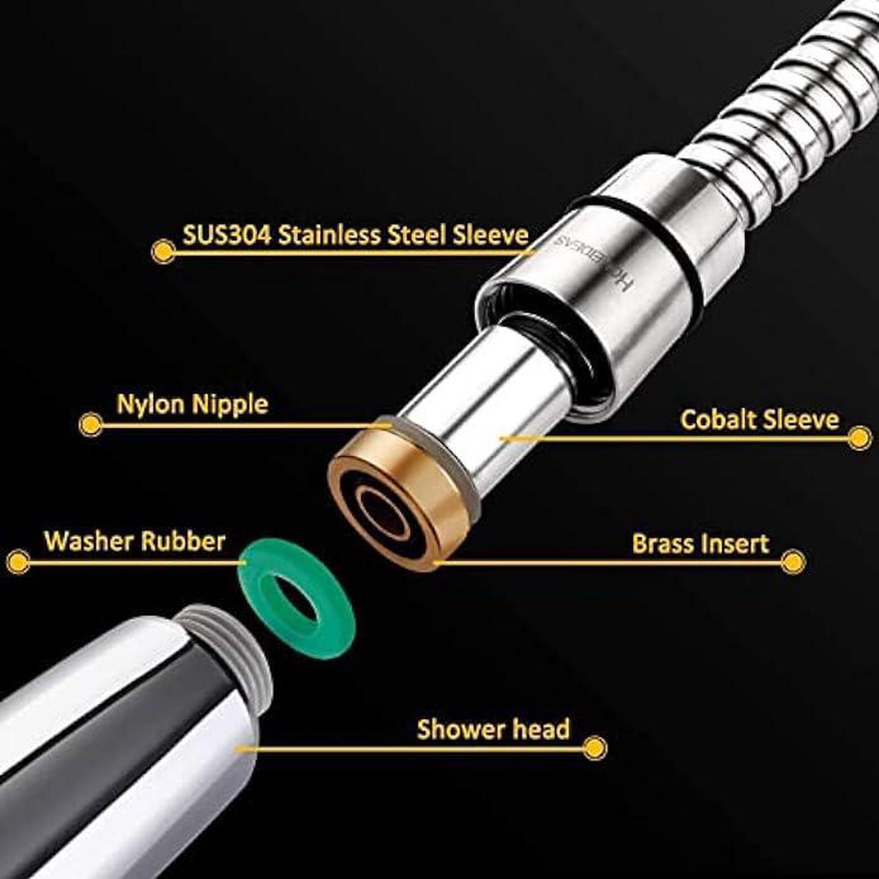 Alt view image 2 of 5 - HOMEIDEAS 118-Inch(3m) Shower Hose 304 Stainless Steel Extra Long Shower Hose Replacement Handheld Shower Head Hose Extension