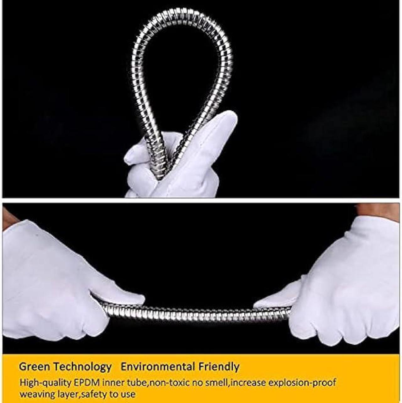 Alt view image 4 of 5 - HOMEIDEAS 118-Inch(3m) Shower Hose 304 Stainless Steel Extra Long Shower Hose Replacement Handheld Shower Head Hose Extension