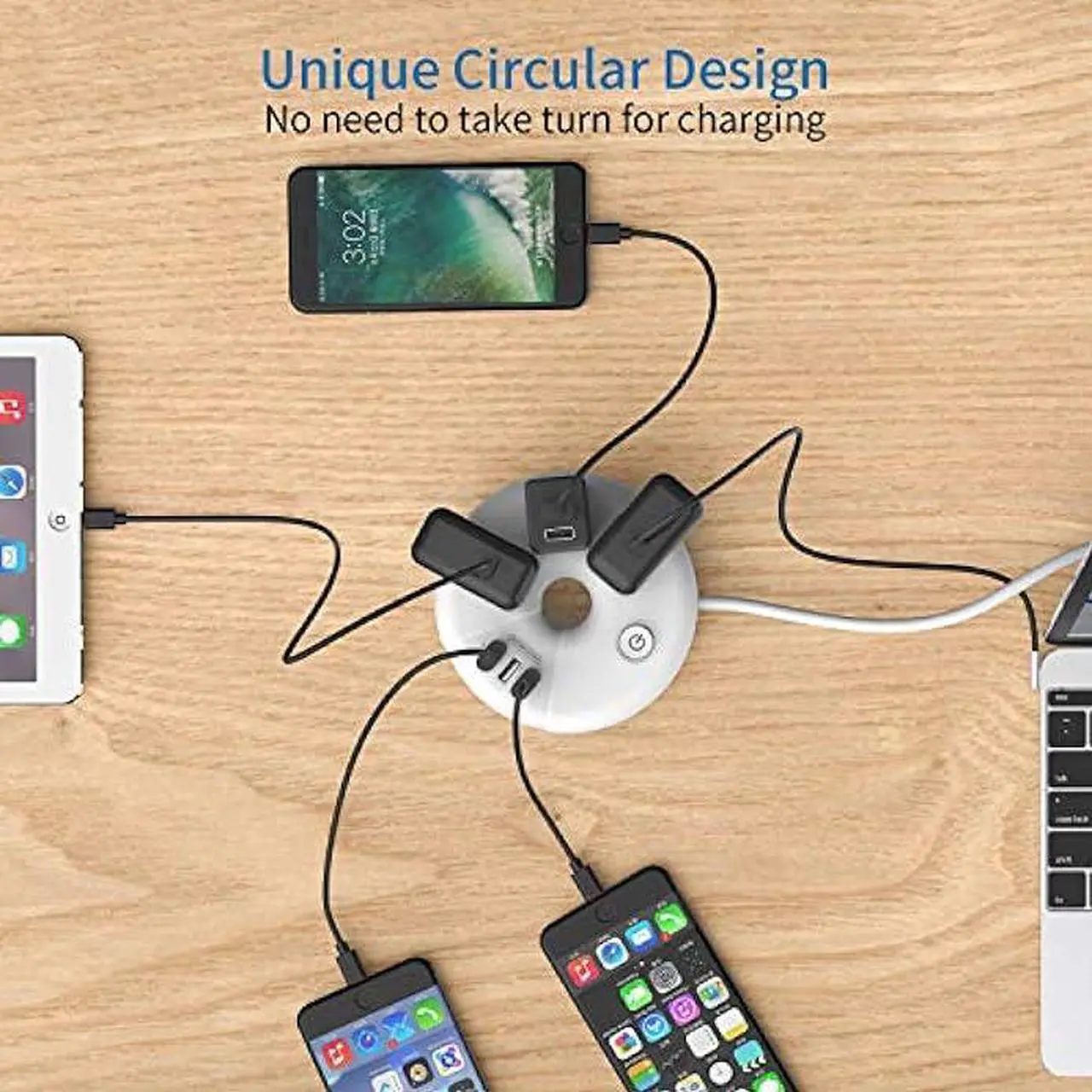 Alt view image 6 of 6 - Travel Power Strip with USB Ports, NTONPOWER Power Strip with 3 Outlet 3 USB, 5 ft Extension Cord with USB Ports, Desktop Charging Station for Indoor Home Office Dorm Room Cruise Essentials, White