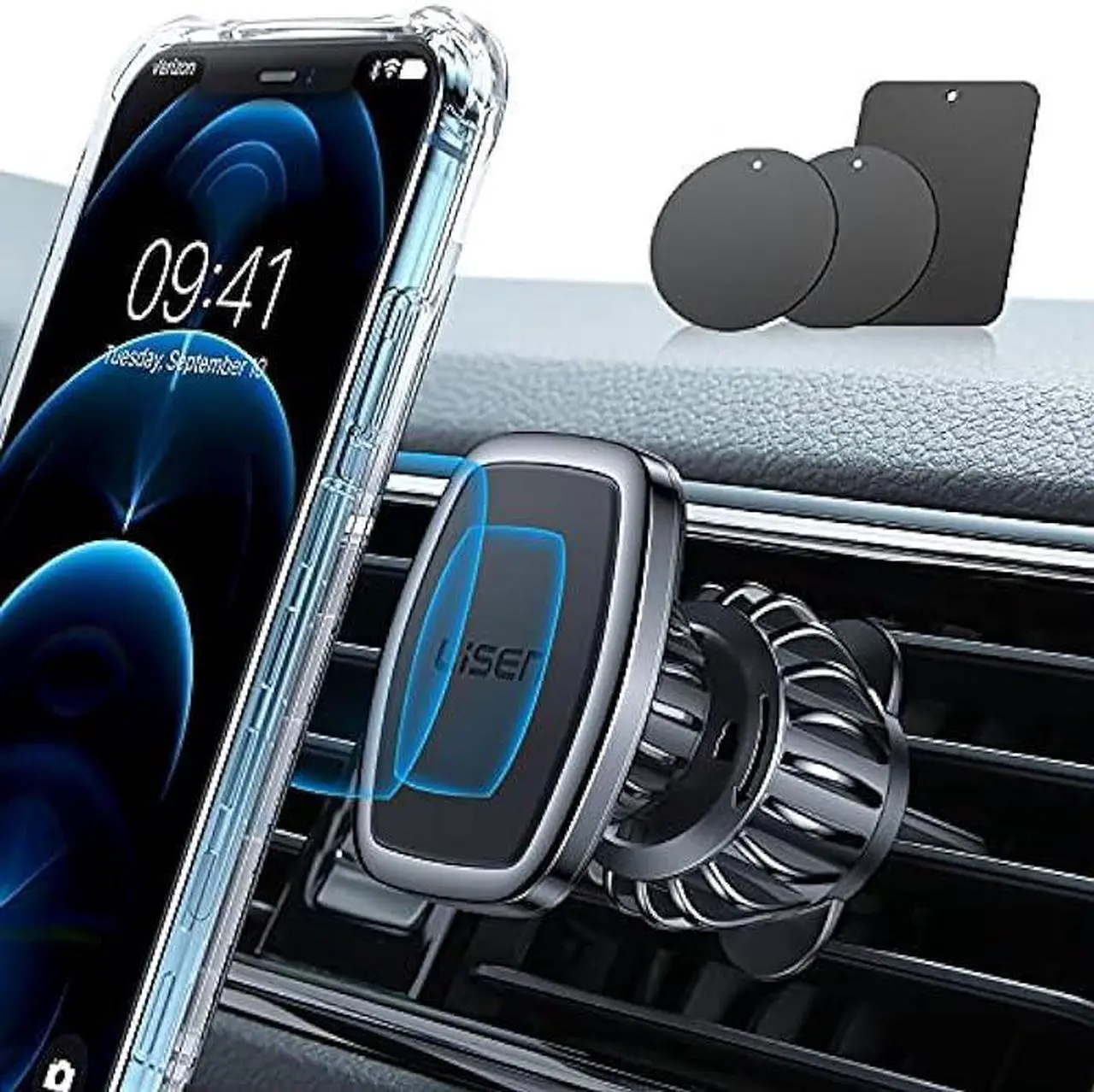 Main image of LISEN Magnetic Phone Holder Car Phone Mount Magnetic [Easily Install] Phone Mount for Car [6 Strong Magnets] Cell Phone Holder for Car Case Friendly iPhone Car Holder for All Smartphones & Tablets
