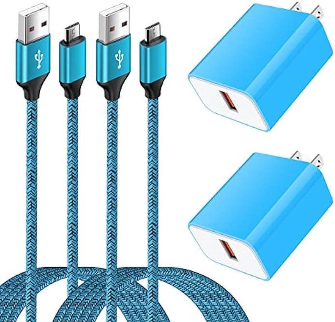 Main image of 18W QC3.0 Fast Wall Charger Plug for Android Phone Fast Charging for Fire Tablet, Kindle, Samsung Galaxy J3 J5 J7 J8 S7 S6, PS4 Xbox LG K40 K20, Moto E4 E5 E6, Micro USB Charger Cable Cord 6FT 2Pack