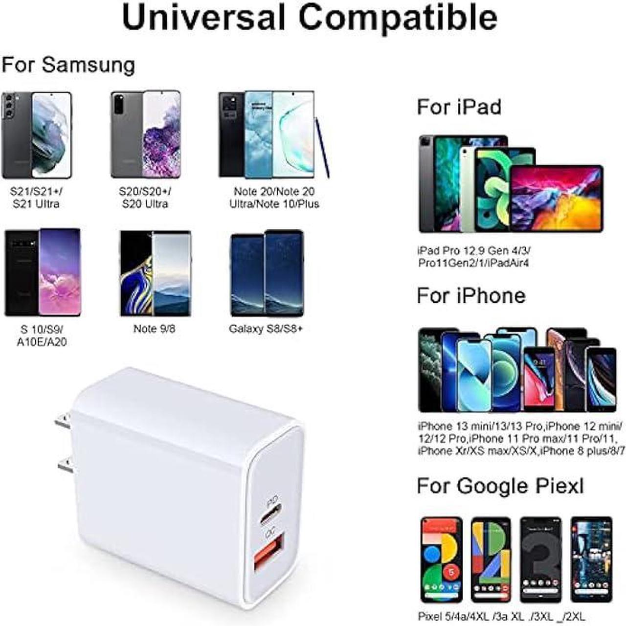 Alt view image 2 of 7 - Apple Charger Block, USB C Fast Charging Block Usbc Wall Charger Dual Port USB & Type C Multi Ports Usb Plug Outlet For Apple iPhone Samsung Quick Charge Box Power Delivery Cube Adapter Cargador Brick