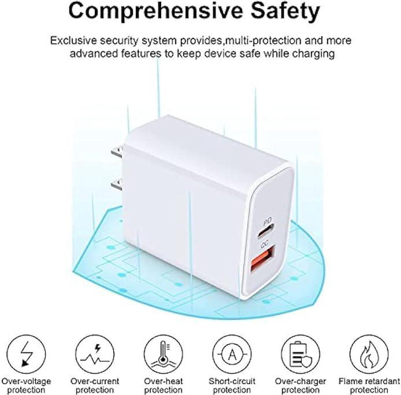 Alt view image 6 of 7 - Apple Charger Block, USB C Fast Charging Block Usbc Wall Charger Dual Port USB & Type C Multi Ports Usb Plug Outlet For Apple iPhone Samsung Quick Charge Box Power Delivery Cube Adapter Cargador Brick