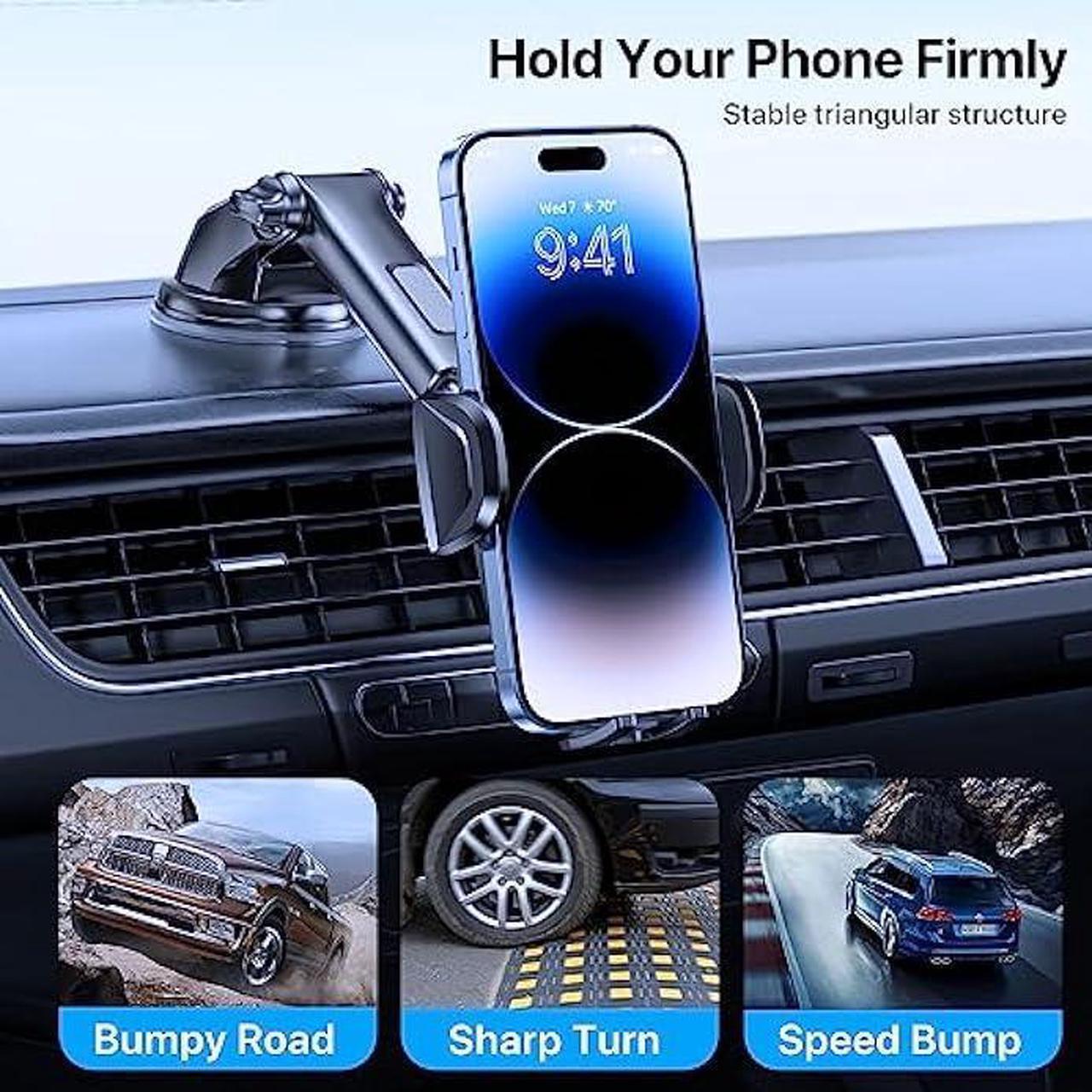 Alt view image 4 of 6 - LOTUNY Universal Phone Mount for Car, [Powerful Suction] Hands-Free Cell Phone Holder Car, Phone Holder for Car Dashboard Windshield Air Vent, Compatible with iPhone 14 13 12 11 Pro Max All Phones