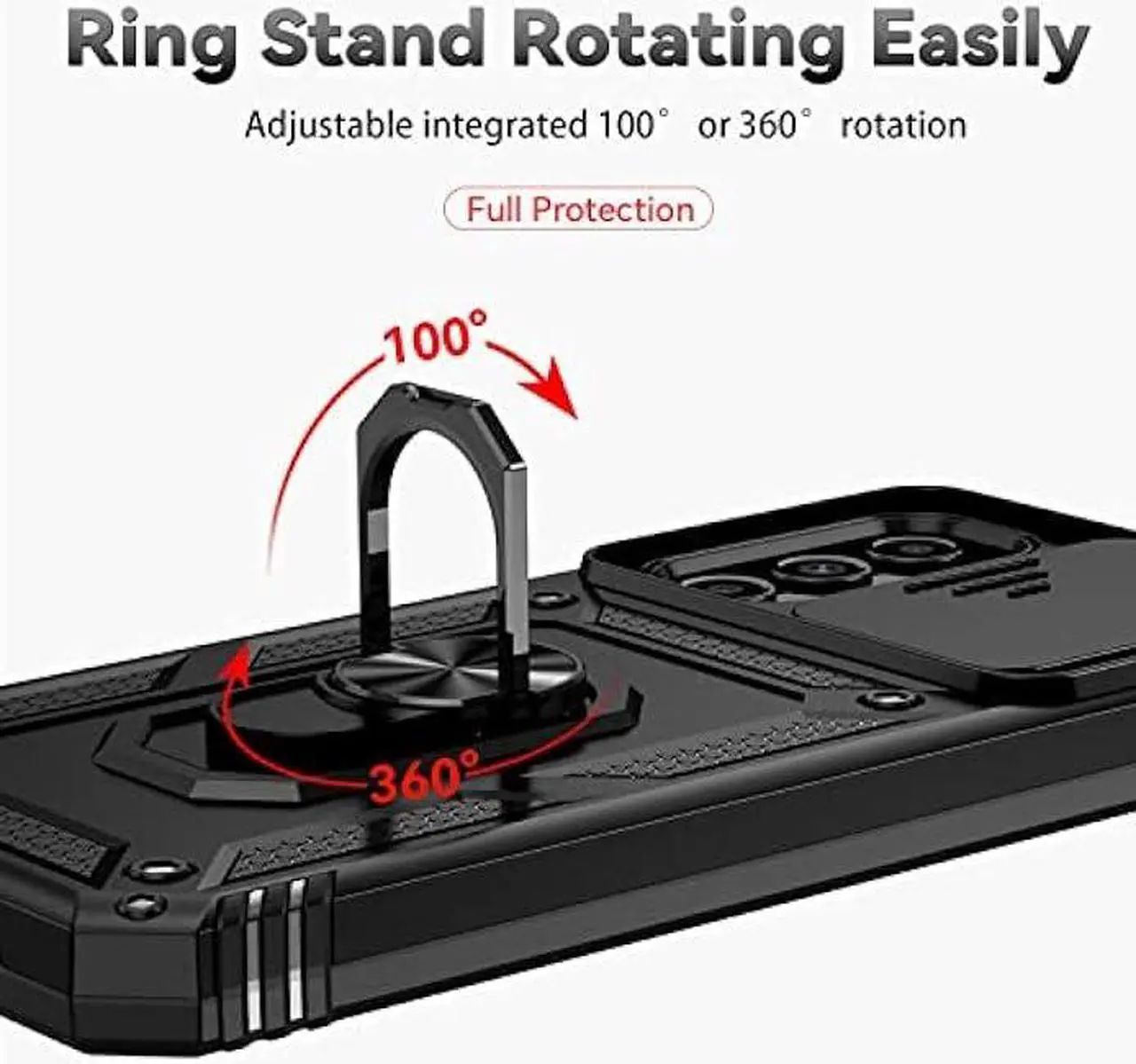 Alt view image 5 of 6 - PUSHIMEI for Samsung Galaxy A24 Case with Slide Camera Cover HD Screen Protector [Military Grade 16ft. Drop Tested] Magnetic Ring Holder Kickstand Protective Phone Case for Samsung Galaxy A24, Black