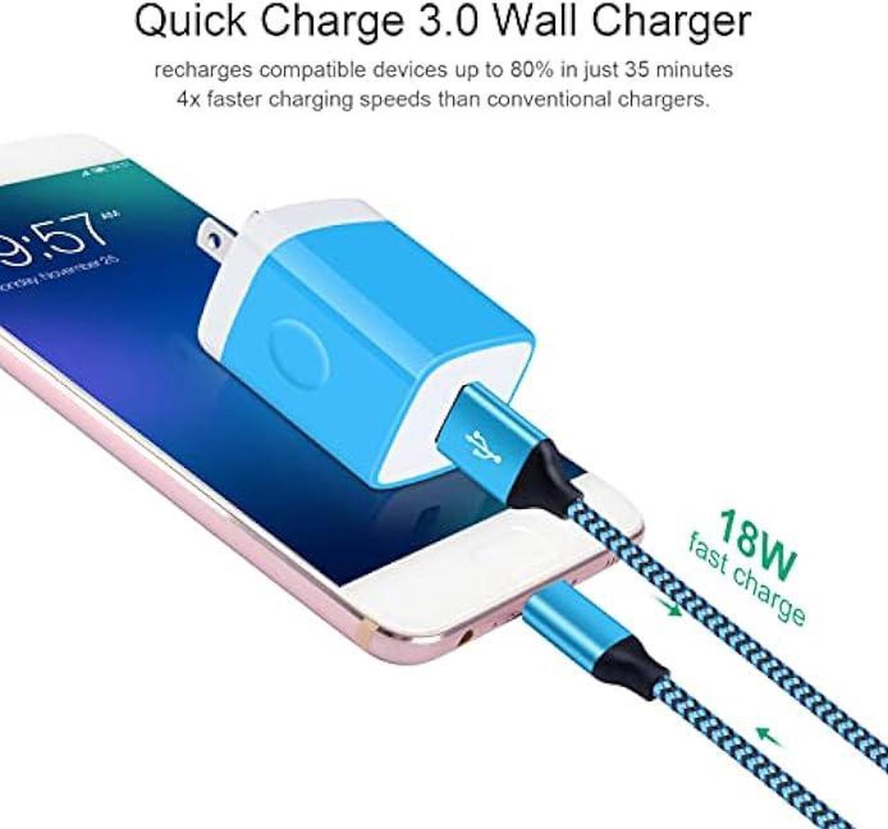 Alt view image 2 of 7 - Quick Charge 3.0 Fast Phone Charger Compatible for Samsung Galaxy A53 5G A71 A51 A52 A42 A32 A12 A13 A14 A23 5G A03s A04s A90 A80 A70 A60 A50 A40 A30 A20 A41 A31 A21 A11, Xcover 5/6 Pro