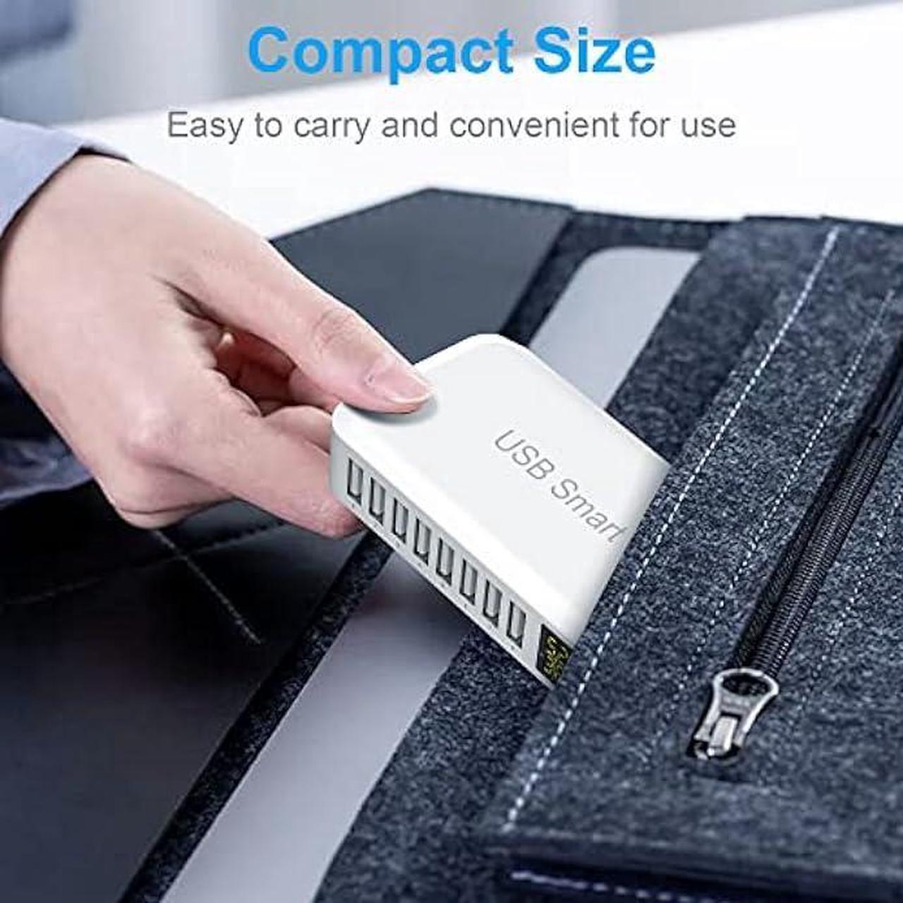 Alt view image 5 of 6 - USB Charging Station, Ziwodiv 8-Port 60W/12A USB Charger Station, Multi Ports USB-A Charging Hub with LED Display, Compact Desktop Charger for Multiple Devices, iPhone iPad Samsung Android and Tablet