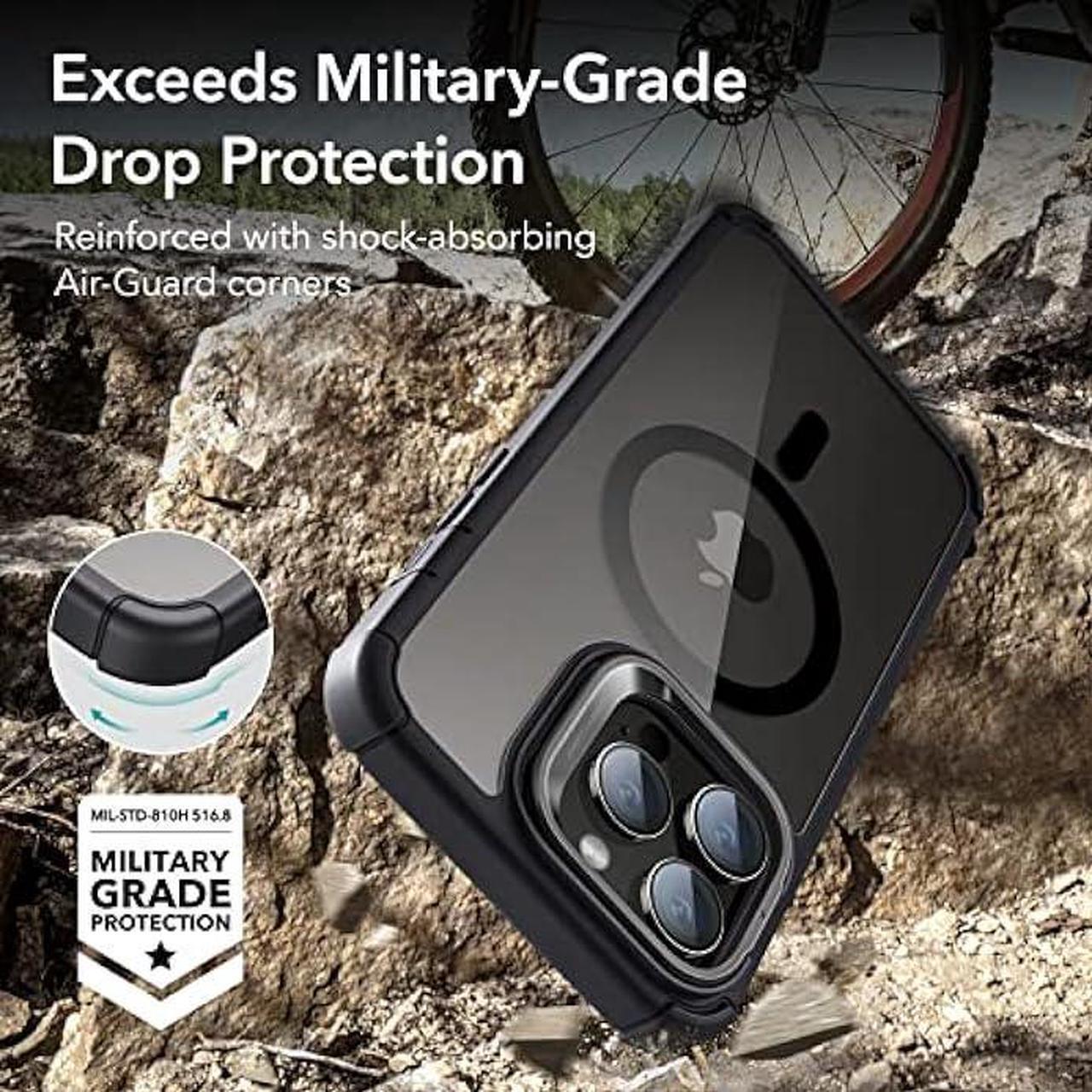 Alt view image 4 of 6 - ESR for iPhone 14 Pro Max Case,Full Body Shockproof Case Compatible with MagSafe,Military-Grade Protection, Magnetic Phone Case for iPhone 14 Pro Max,Shock Armor Kickstand Case (HaloLock),Clear Black