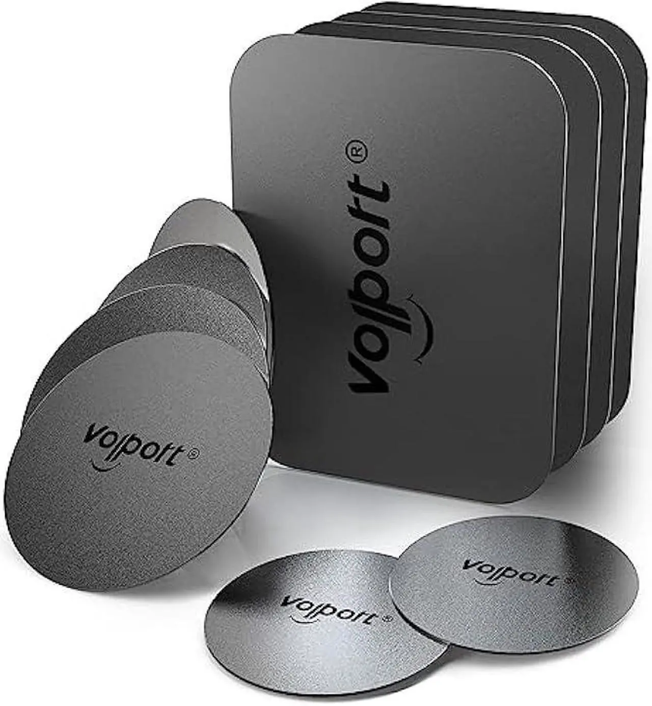 Main image of Metal Plate for Phone Magnet, 10 Pack Volport MagicPlate with 3M Adhesive Replacement for Magnetic Phone Car Mount Holder & Cradle & Stand (Vent/CD/Windshield/Dashboard) - Rectangle and Round