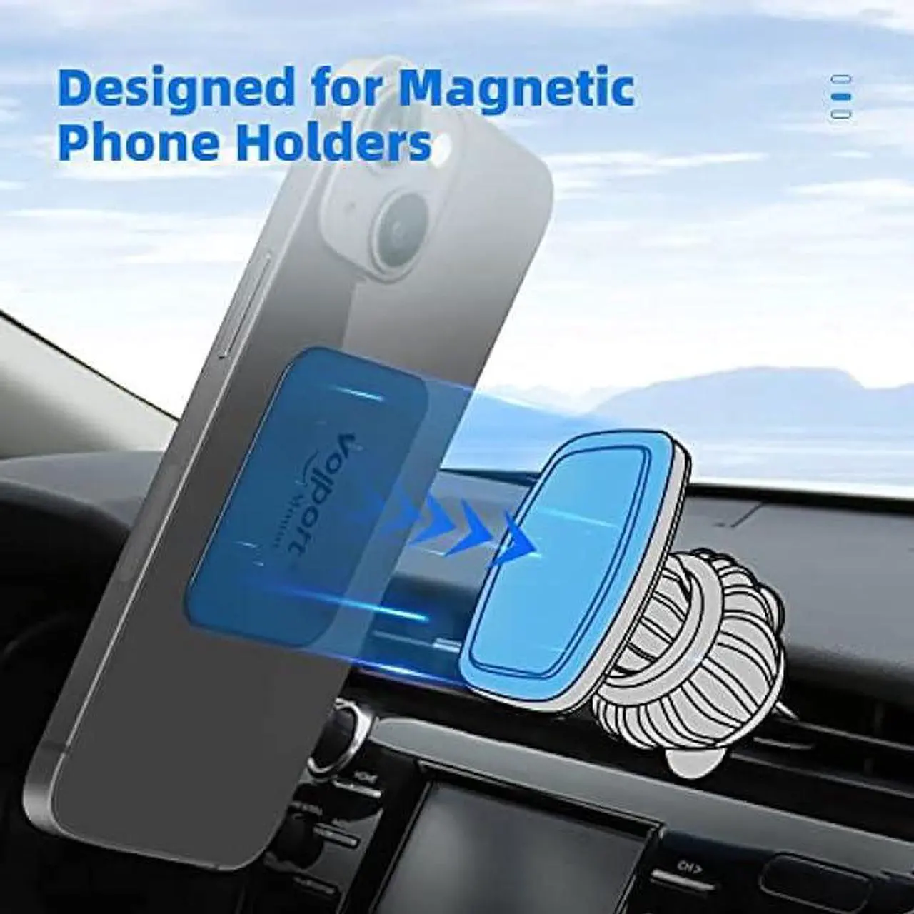 Alt view image 2 of 6 - Metal Plate for Phone Magnet, 10 Pack Volport MagicPlate with 3M Adhesive Replacement for Magnetic Phone Car Mount Holder & Cradle & Stand (Vent/CD/Windshield/Dashboard) - Rectangle and Round