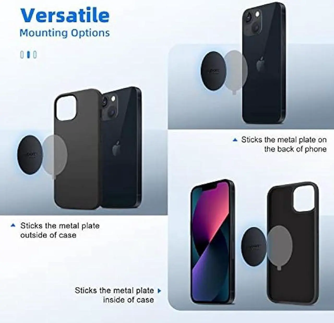 Alt view image 6 of 6 - Metal Plate for Phone Magnet, 10 Pack Volport MagicPlate with 3M Adhesive Replacement for Magnetic Phone Car Mount Holder & Cradle & Stand (Vent/CD/Windshield/Dashboard) - Rectangle and Round