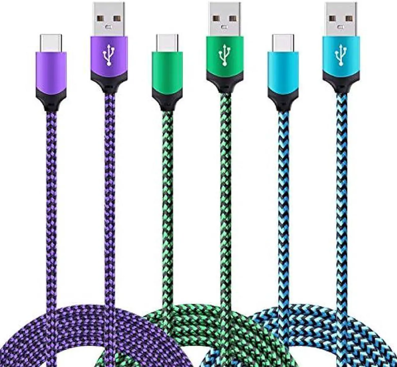 Main image of OrSunday USB Type C Charger Cable Fast Charging Cord Compatible with Google Pixel 3a, 3a XL, 3 XL, Pixel 3, Pixel 2 XL, Pixel 2, Pixel C, Samsung Galaxy S10 S9 S8 (Blue/Green/Purple, 6 feet, 3 Pack)
