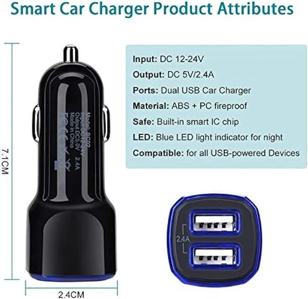 Alt view image 5 of 6 - Car Charger Android for Samsung Galaxy J7 Crown/Prime/Pro/Sky Pro/Refine/Neo/Luna/Eclipse,J7 V 2nd/Perx/Star,J6 Plus J5 J4 J3 S7 Edge S6 S5 S4 S3 Note 4/5,6ft Phone Cord Fast Charging Micro USB Cable