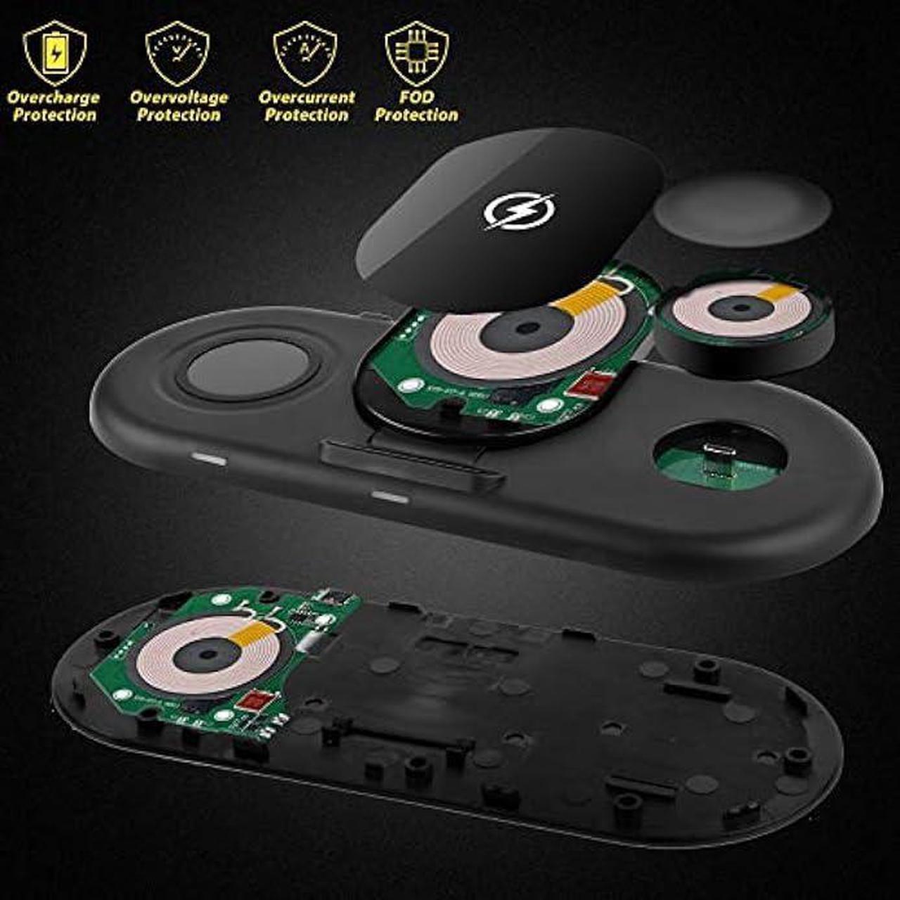 Alt view image 6 of 7 - Wireless Charging Station 3 in 1, Fast Wireless Charger for Samsung Galaxy Watch 4, Active 2 Series and Galaxy Buds Series, Phone Charger Stand Dock Compatible with Samsung Galaxy S22 S20 Note(Black)