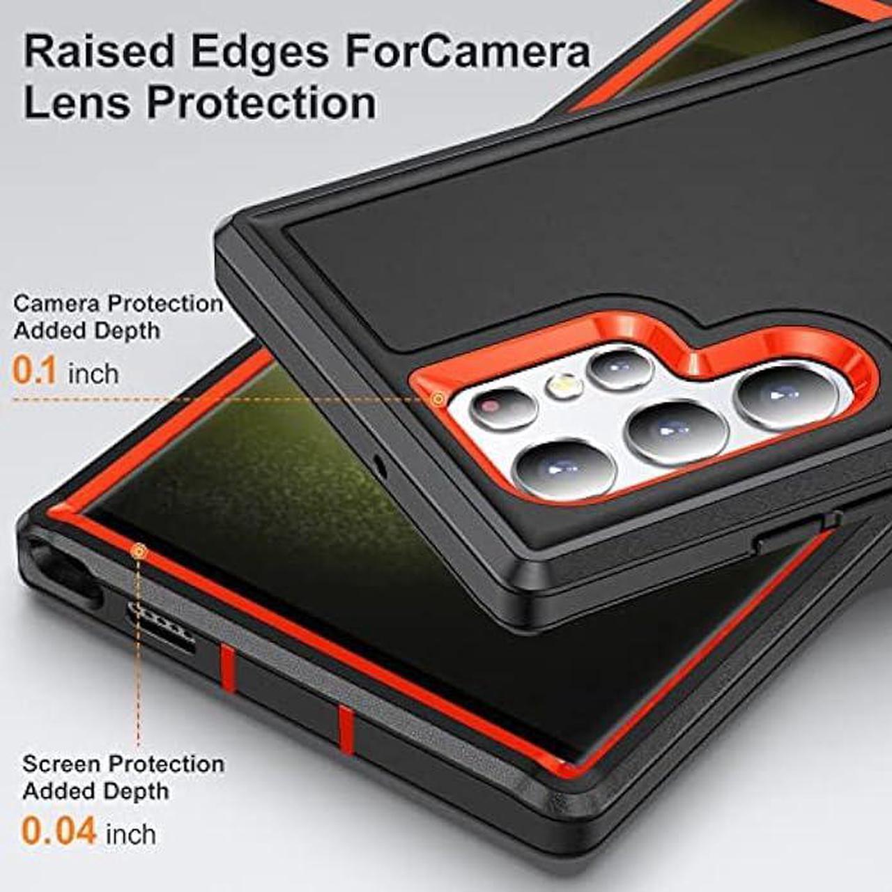 Alt view image 4 of 6 - BaHaHoues for Samsung Galaxy S23 Ultra Case, Samsung S23 Ultra Phone Case with Built in Kickstand, Shockproof/DropProof Military Grade Protective Cover for Galaxy S23 Ultra 5G (Black/Orange)