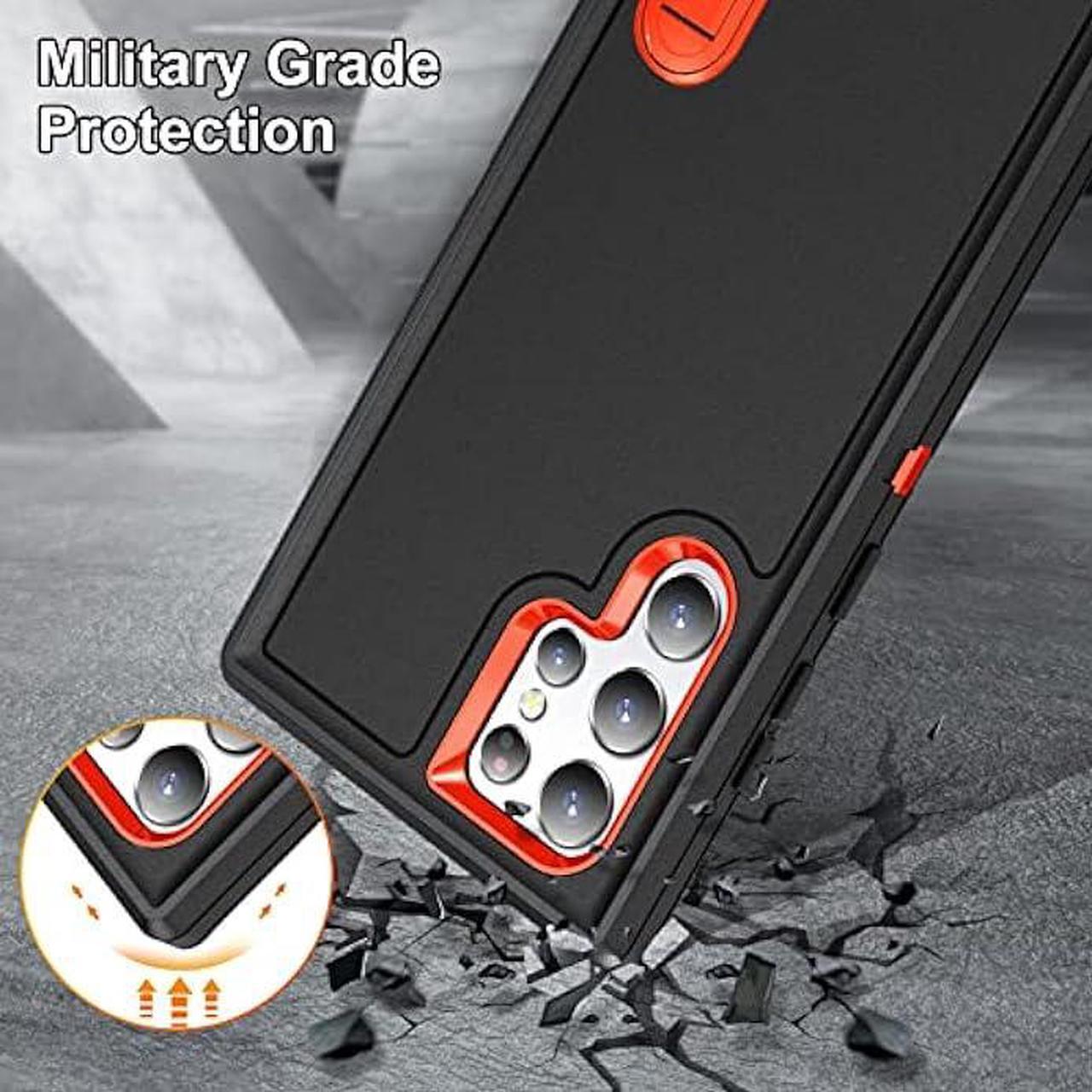 Alt view image 6 of 6 - BaHaHoues for Samsung Galaxy S23 Ultra Case, Samsung S23 Ultra Phone Case with Built in Kickstand, Shockproof/DropProof Military Grade Protective Cover for Galaxy S23 Ultra 5G (Black/Orange)