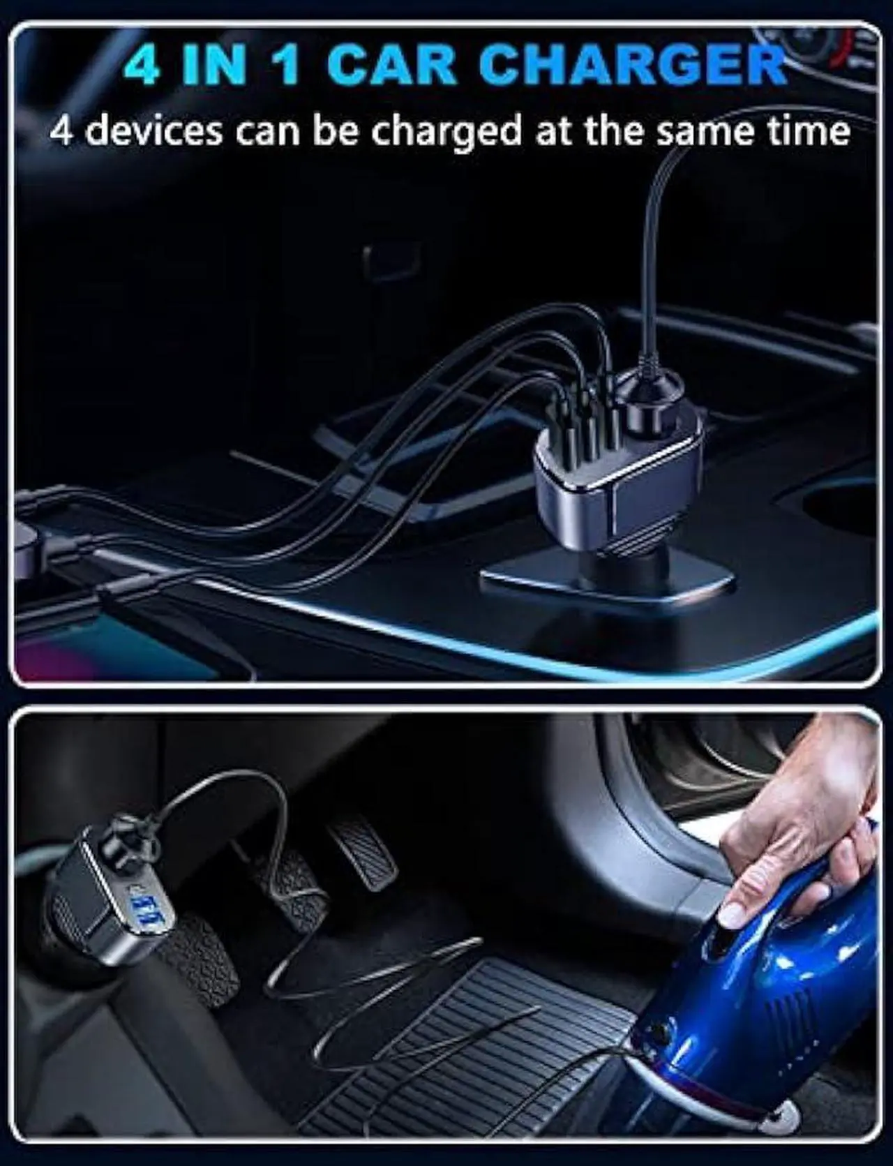 Alt view image 4 of 6 - 4 in 1 USB C Car Charger Adapter, 210W Multi USB Cigarette Lighter Adapter, Socket Splitter with 3 USB Ports, 12V/24V Outlet Dual USB Type C PD Fast Car Charger for iPhone 15/14,iPad,Samsung,GPS
