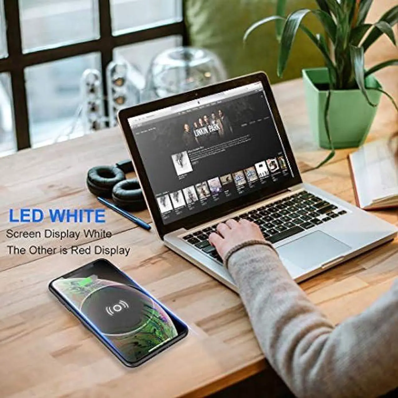 Alt view image 2 of 6 - i.VALUX Embed Desk Wireless Charger, 15W Fast Charging Pad Phone Charger, Hidden Desktop Grommet Power Qi Charging Station Compatible with iPhone 14/13/12/11/11 Pro/Xs Max/XR/Galaxy 10/S10+/S9/S9+