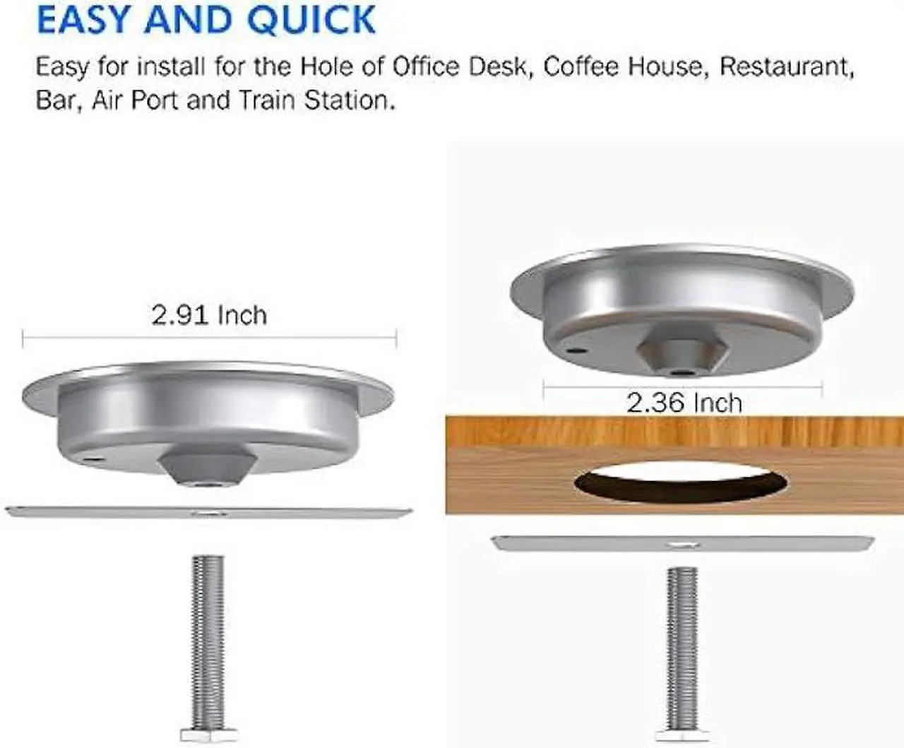 Alt view image 5 of 6 - i.VALUX Embed Desk Wireless Charger, 15W Fast Charging Pad Phone Charger, Hidden Desktop Grommet Power Qi Charging Station Compatible with iPhone 14/13/12/11/11 Pro/Xs Max/XR/Galaxy 10/S10+/S9/S9+