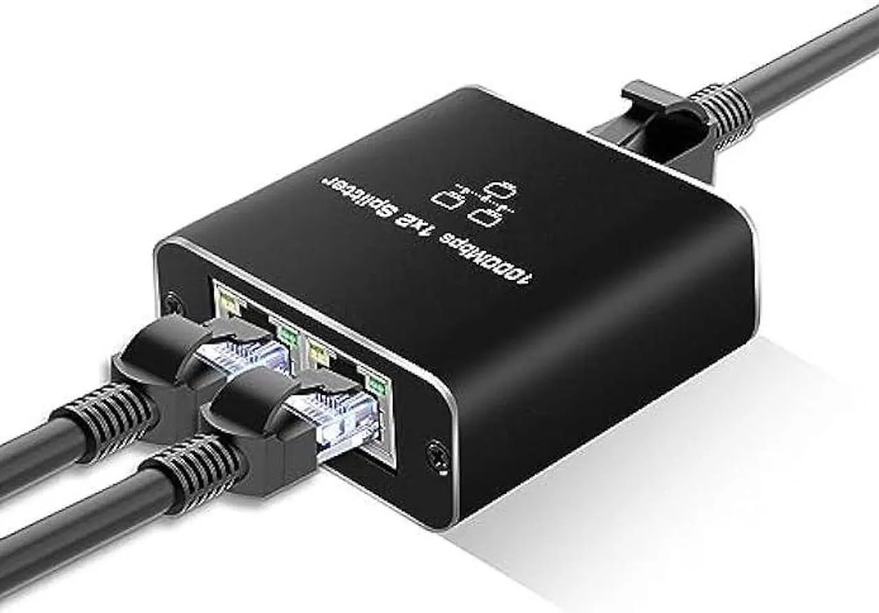 Main image of RJ45 Ethernet Splitter 1 to 2 Out, NEWCARE 1000Mbps Network Splitter with USB Power Cable, Gigabit LAN Internet Splitter Connector for Cat 5/5e/6/7/8, Support Two Devices Working Simultaneously