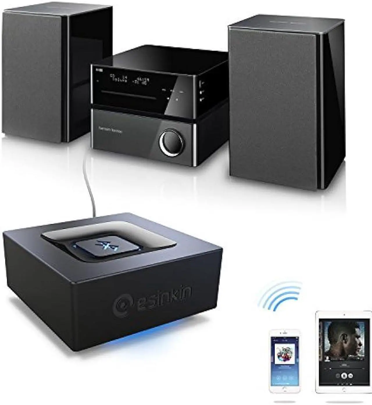 Alt view image 5 of 6 - Bluetooth Audio Adapter for Music Streaming Sound System, esinkin W29-us Wireless Audio Adapter Works with Smart Phones and Tablets, Wireless Adapter for Speakers