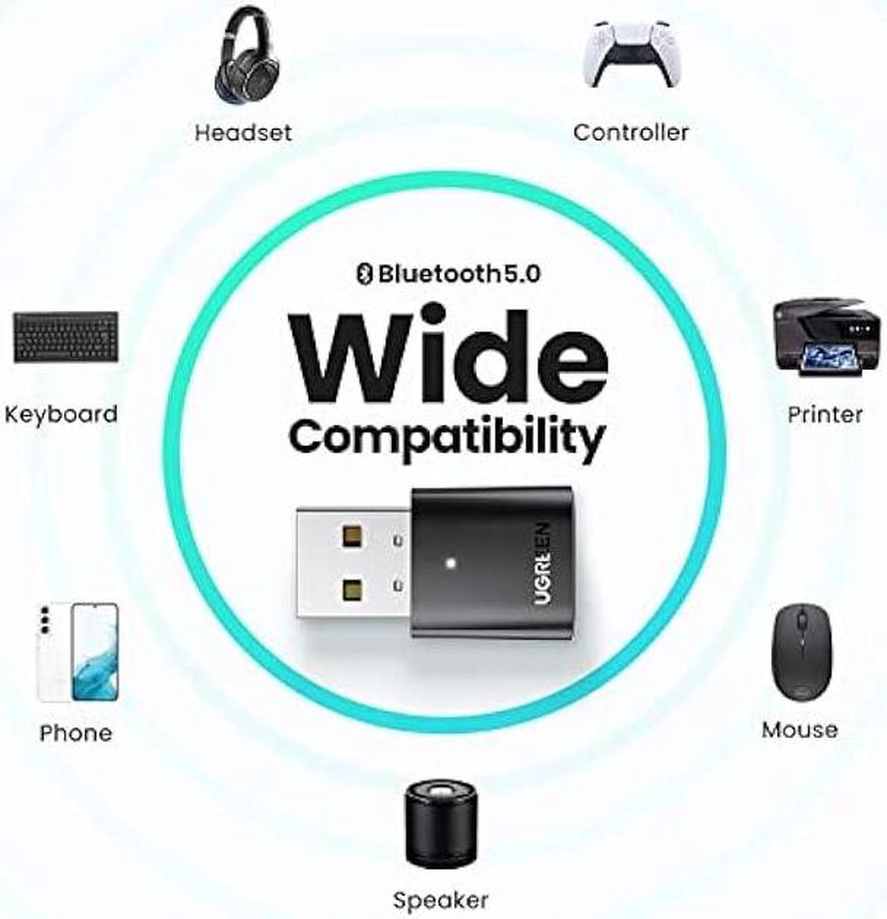 Alt view image 5 of 6 - UGREEN USB Bluetooth Adapter for PC, 5.0 Bluetooth Dongle Receiver [Windows 11/10/8.1 Driver-Free], Compatible with Desktop, Laptop, Mouse, Keyboard, Headsets, Speakers, PS4/ Xbox Controllers