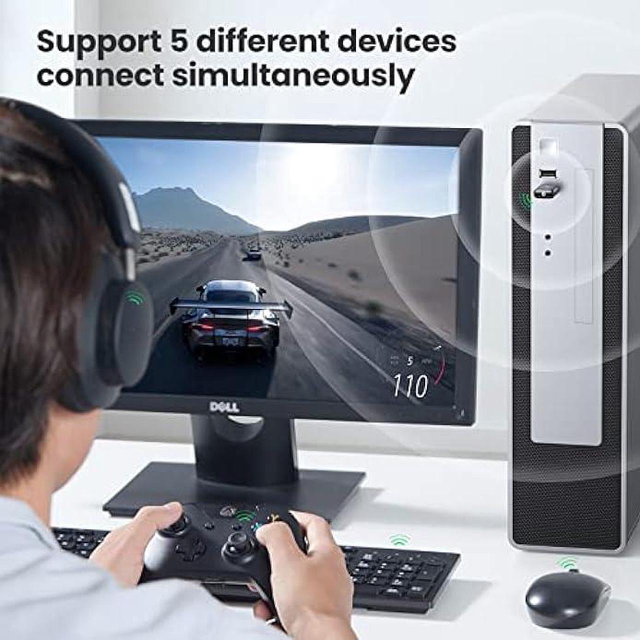 Alt view image 6 of 6 - UGREEN USB Bluetooth Adapter for PC, 5.0 Bluetooth Dongle Receiver [Windows 11/10/8.1 Driver-Free], Compatible with Desktop, Laptop, Mouse, Keyboard, Headsets, Speakers, PS4/ Xbox Controllers