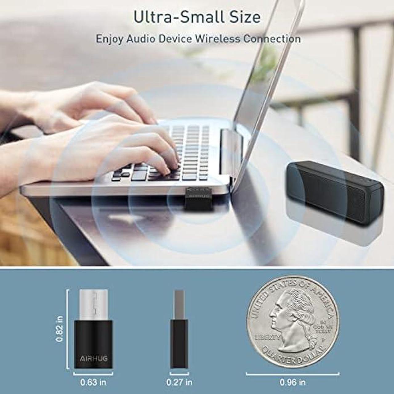 Alt view image 4 of 6 - USB Bluetooth Adapter - Wireless Audio Dongle Receiver - Support Desktop, Laptop, Headsets and Speakers (Black)
