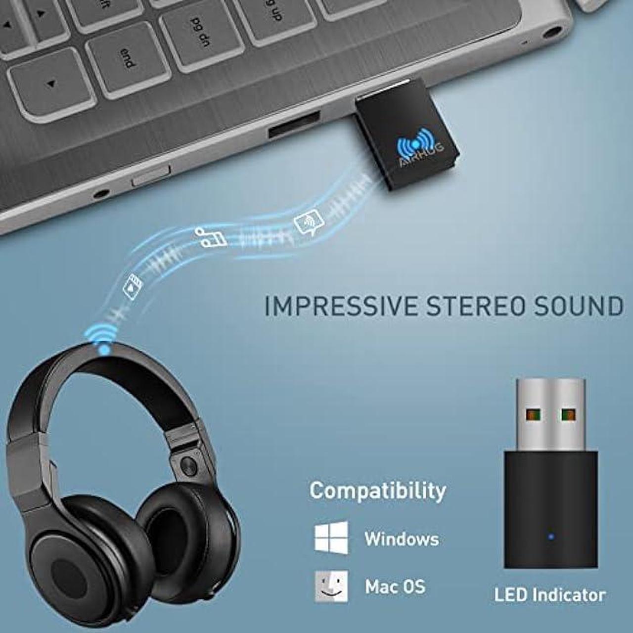 Alt view image 3 of 6 - USB Bluetooth Adapter - Wireless Audio Dongle Receiver - Support Desktop, Laptop, Headsets and Speakers (Black)