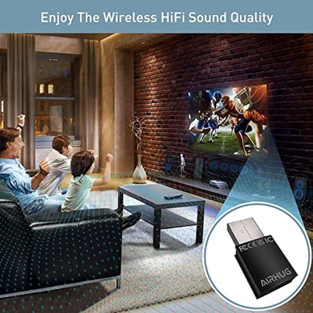 Alt view image 6 of 6 - USB Bluetooth Adapter - Wireless Audio Dongle Receiver - Support Desktop, Laptop, Headsets and Speakers (Black)