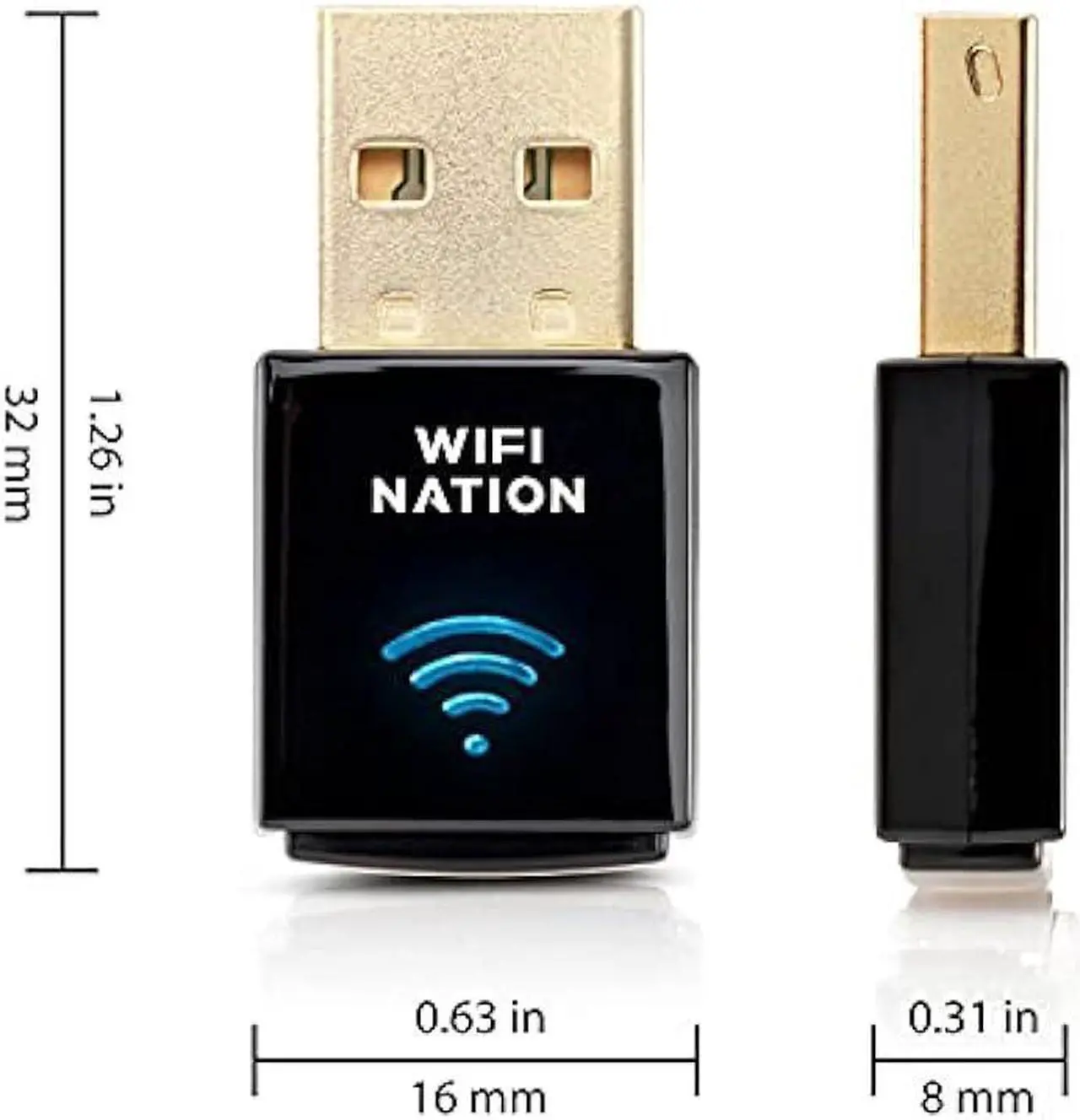 Alt view image 2 of 6 - WiFi Nation® WiFi Dongle Mini 802.11ac AC600 USB WiFi Adapter, chipset: Realtek RTL8811AU, Dual Band 2.4GHz or 5GHz, Windows, MacOS and Linux Supported, Product Model: WN-H2