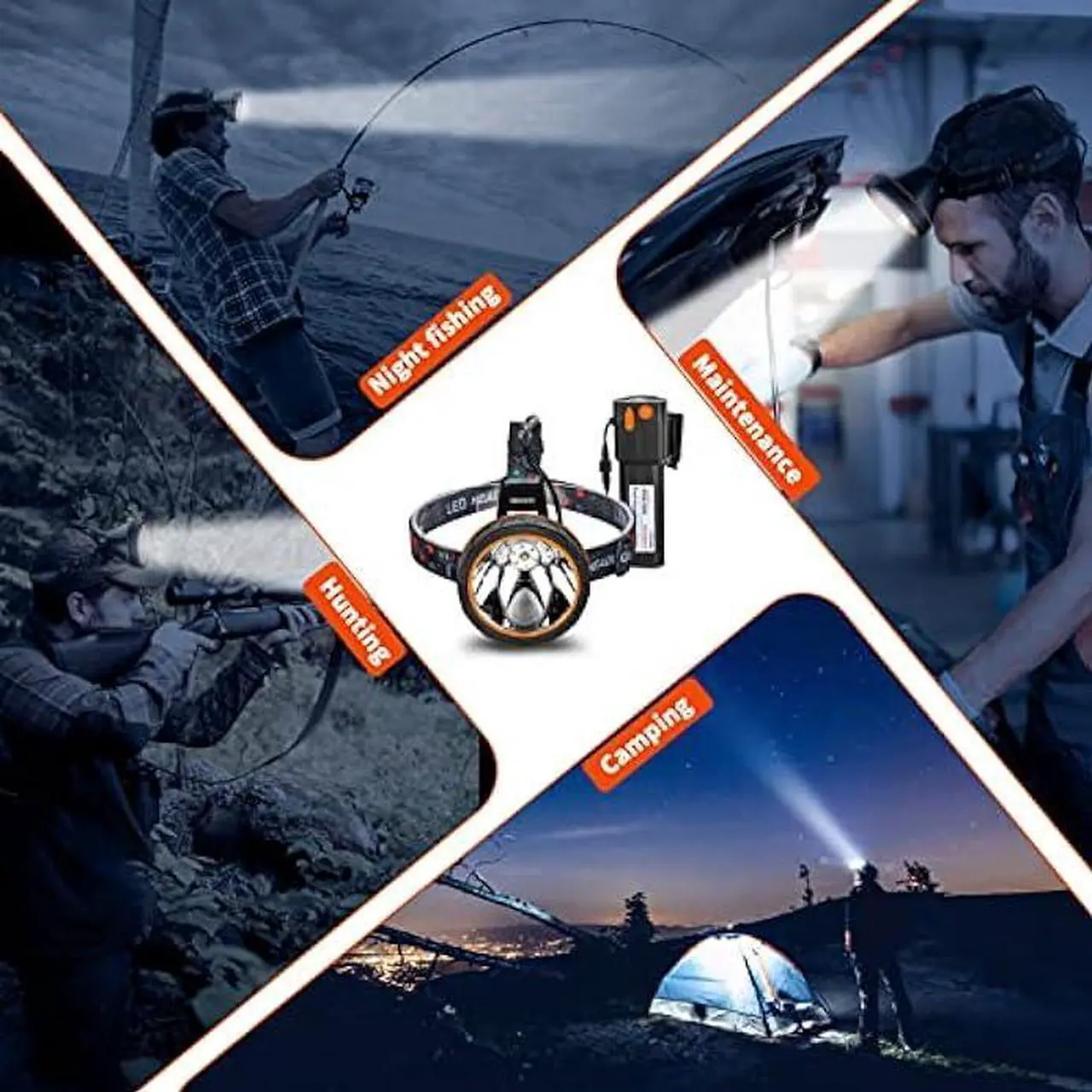 Alt view image 2 of 6 - Hunting Friends LED Coon Huning Light High Lumen Headlight,Super Bright Rechargeable&Waterproof Head Lamp Searchlight for Hunting Fishing (White Light)