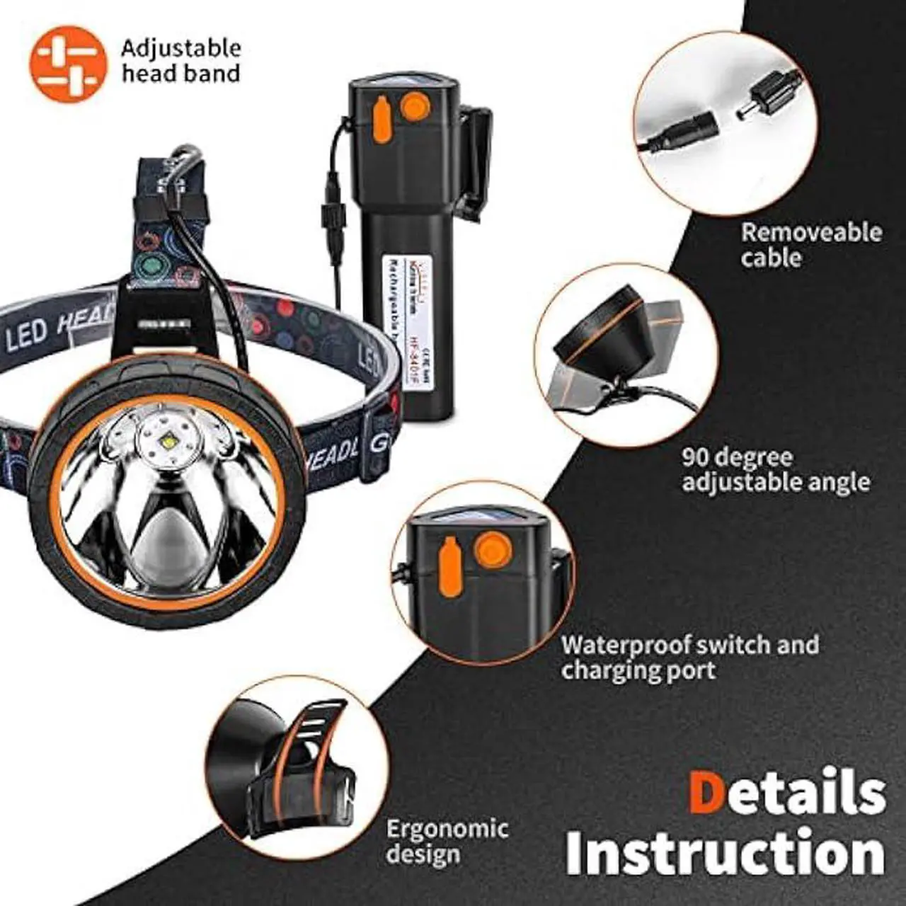 Alt view image 3 of 6 - Hunting Friends LED Coon Huning Light High Lumen Headlight,Super Bright Rechargeable&Waterproof Head Lamp Searchlight for Hunting Fishing (White Light)