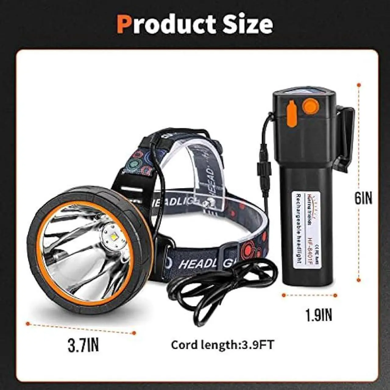 Alt view image 5 of 6 - Hunting Friends LED Coon Huning Light High Lumen Headlight,Super Bright Rechargeable&Waterproof Head Lamp Searchlight for Hunting Fishing (White Light)